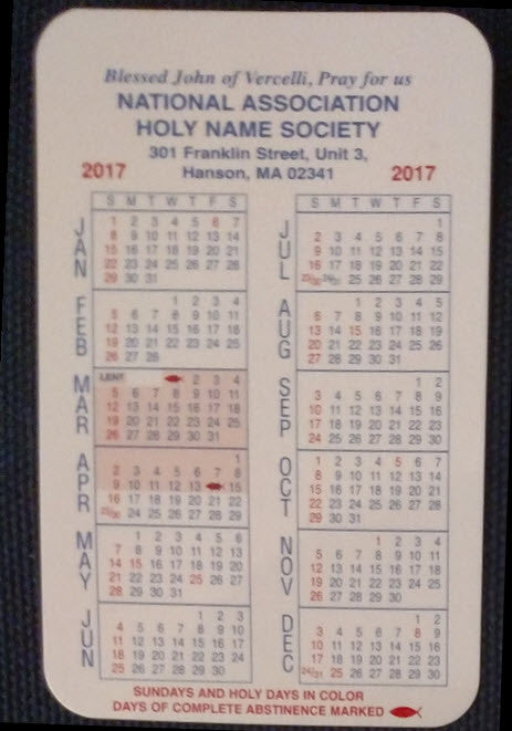 2017 HNS Pocket Calendars - Now Available