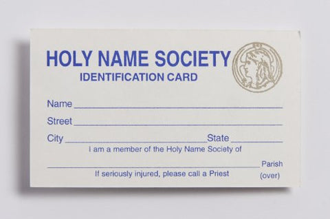 707 Holy Name Identification Card, pack of 100