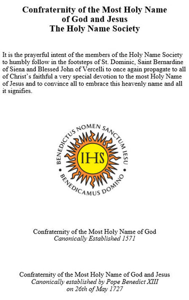 117 The Holy Name Pledge - It's Meaning; 5 Pack – Holy Name Society ...